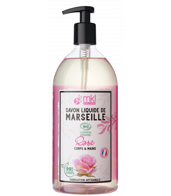 MKL Savon de Marseille liquide certifié Bio - Rose 1L