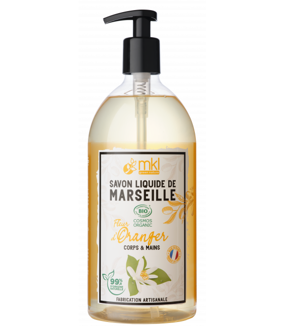 MKL Savon de Marseille liquide certifié Bio - Fleur d'oranger 1L